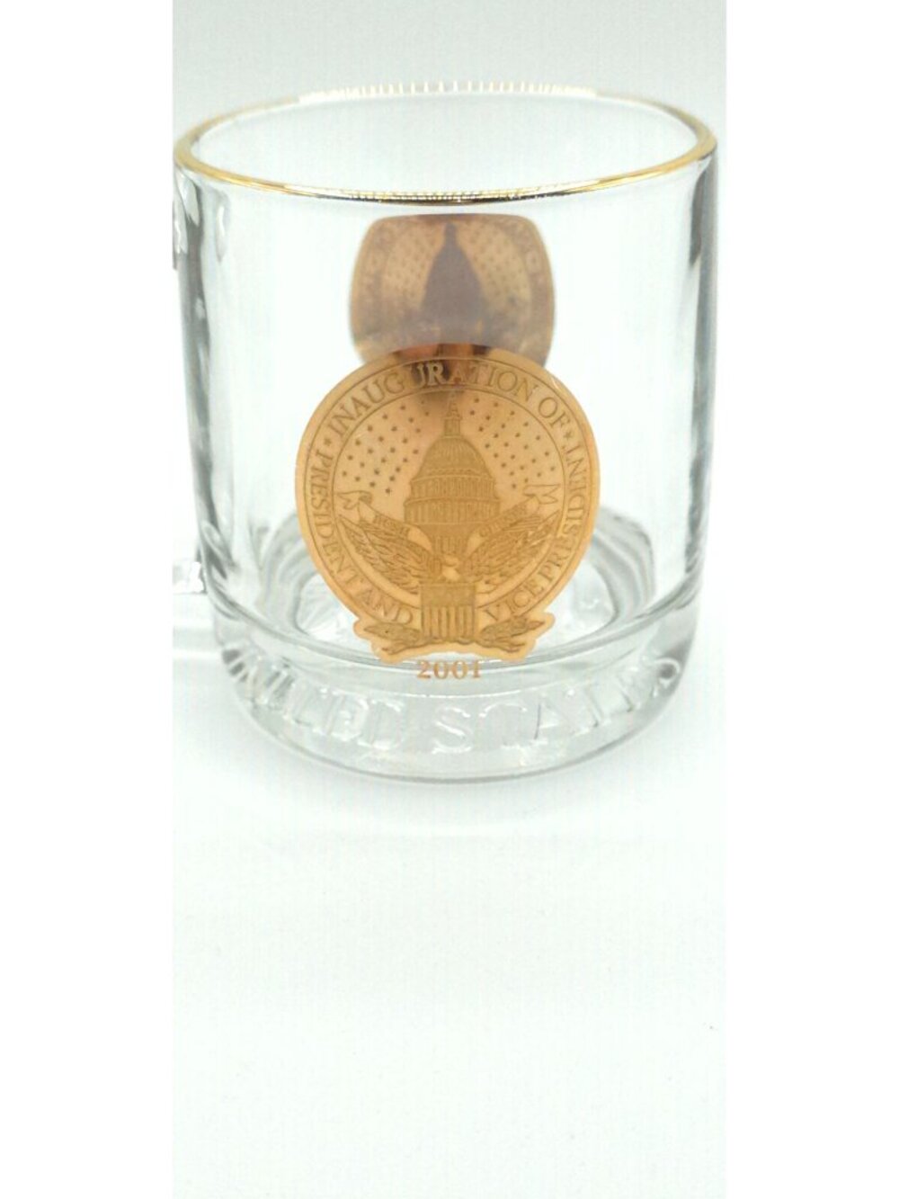 2001 Presidential Inauguration Commemorative Glass Mug with Gold Seal & Trim - Picture 3 of 6